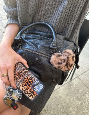 Fuzzy Leopard Heart w/ WF Charm Accessory