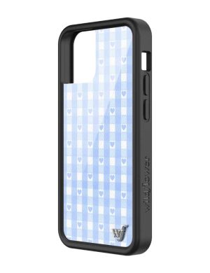 Blue Gingham Hearts iPhone Case