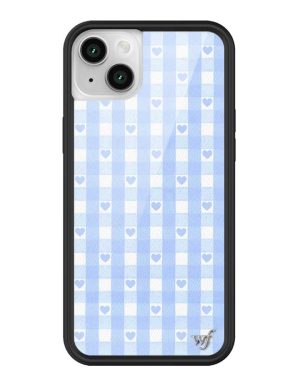 Blue Gingham Hearts iPhone Case
