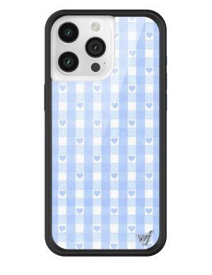 Blue Gingham Hearts iPhone Case