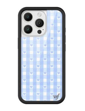 Blue Gingham Hearts iPhone Case