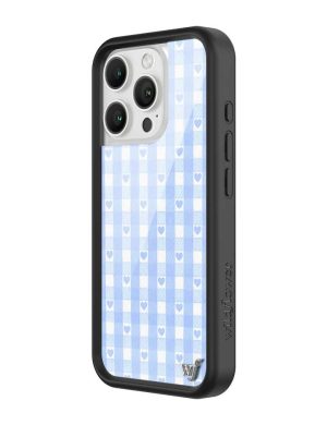 Blue Gingham Hearts iPhone Case