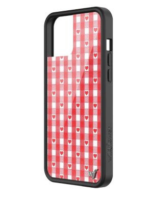 Red Gingham Hearts iPhone Case